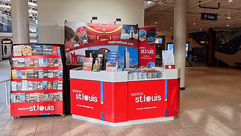 One of many Explore St. Louis information booths around the city. Image by Christianne Klein