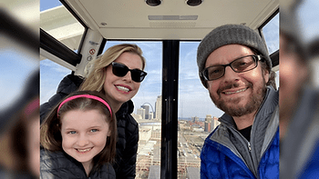 Christianne, Dan, and Livia on the St. Louis Wheel. Image by Dan Sattel