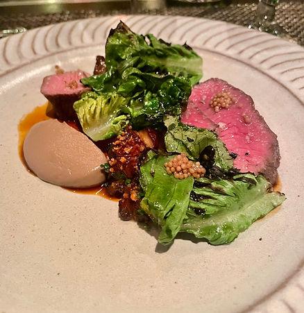 Slow-Roasted Colorado Lamb Loin and Tenderloin with chestnut mushroom puree, ramp, mustard seeds, and a Madeira au jus. Image by Emily Simpson.