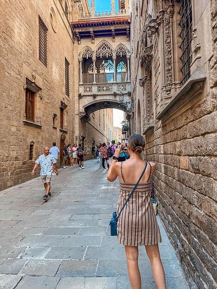 Exploring the Gothic Quarter in Barcelona, Spain. Image by Katherine Rose Woller.