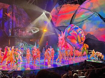 A view of the stage for the gorgeous- and colorful- cast of Mystere.