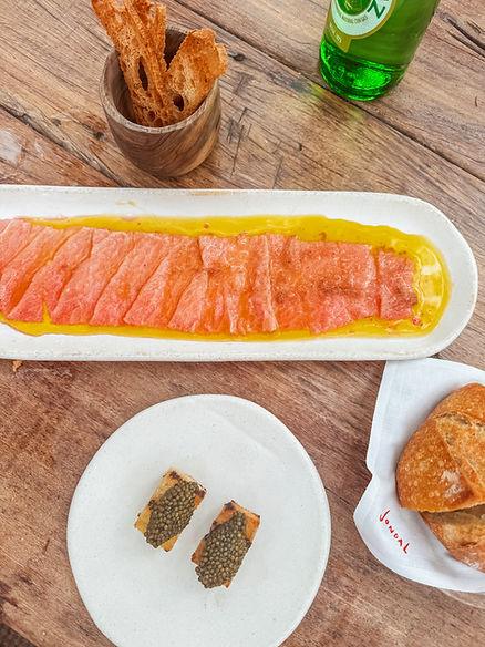 Delicious tuna belly with caviar on crispy grilled toast. Image by Katherine Rose Woller.