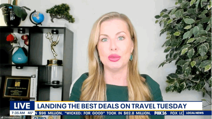 Christianne Klein sharing the best travel deals for Travel Tuesday on Fox  12/1/2025