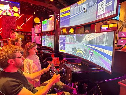 Haptic racing simulators let you in on the action. Image by Christianne Klein.