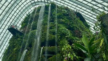 The iconic waterfall in Cloud Forest, Gardens by the Bay, Singapore
