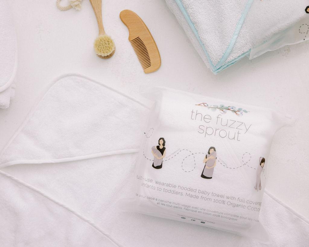 This wearable hooded baby bath towel by The Fuzzy Sprout quickly became one of our favorite bath-time essentials.