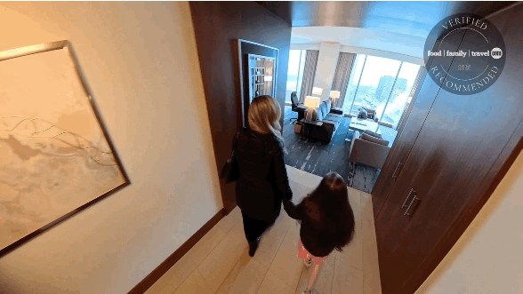 Christianne and Livia walking in to their Luxury Suite at the Four Seasons.  Images by Dan Sattel