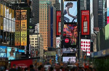 New York Times Square with Wicked poster.