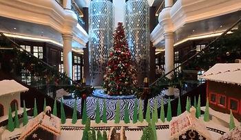 The holiday decorations on the ultra-luxury ship, the Regent Seven Seas Explorer.  Image by Christianne Klein. 
