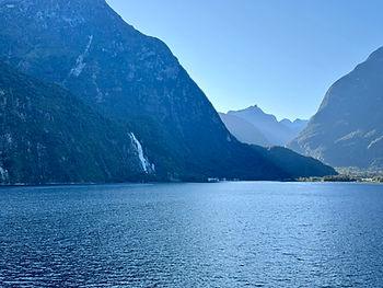 A beautiful waterfall in Milford Sound, New Zealand.  Image by Christianne Klein. 