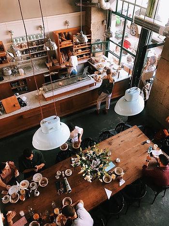Overhead view of restaurant